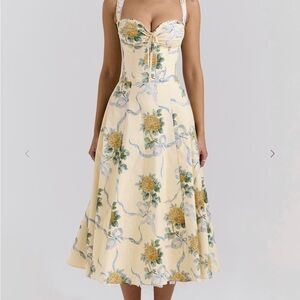 Floral Yellow Midi Dress